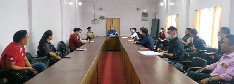 DC Tuensang, Kumar Ramnikant IAS chairing the Tuensang District Task Force for COVID-19 meeting held in the DC’s Conference Hall on July 8. (DIPR Photo)